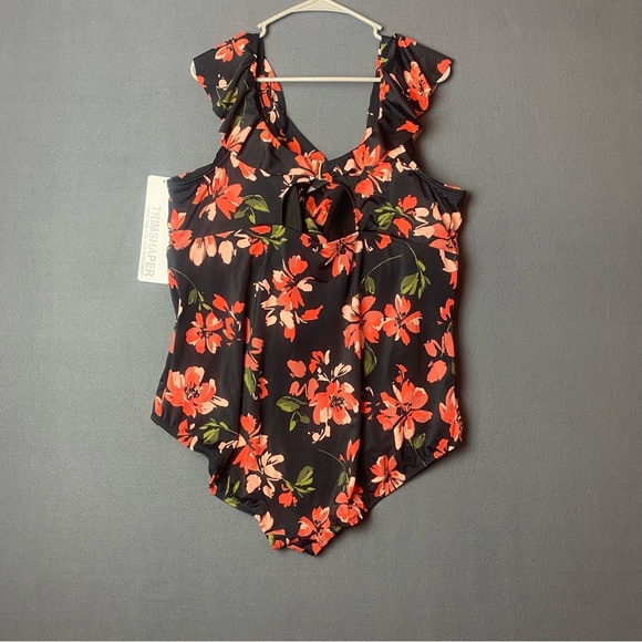 NEW Trimshaper Floral Print PLUS Size 24W Swimsuit Modest - Picture 5 of 8